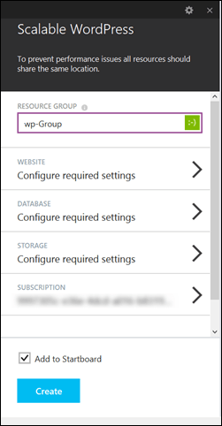 Adding Resource Name - Microsoft Azure WordPress